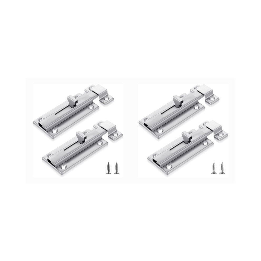 4Pcs Stainless Steel Slide Bolt Bathroom Stall Door With Screw,Slide Locks For Inside Door Stall Hardware 4711483315302