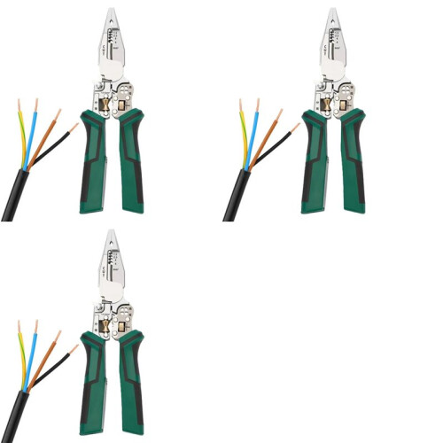 3X 10 in 1 Electrical Cable Stripper Plier Voltage Tester Scissors with Electricity Measurement Function
