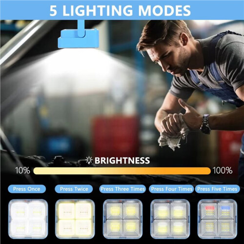 2X Rechargeable Solar LED Spotlight - USB Outdoor Floodlight, Powerful Projector Construction Lamp