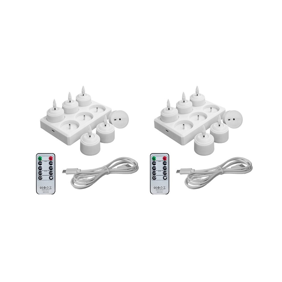 12Pcs Flameless Tea Lights Candles With Charging Station Remote Control Led Tea Lights Candles For Halloween Anniversary 6032592227552