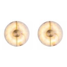 2X Lámpara de Pared Moderna de Mármol con Diseño de de Alabastro, para Sala de Estar, Cobre Dorado, Decoración de Interiores, Aplique LED para