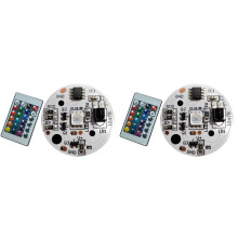 2X Placa de Luces LED de Bajo Voltaje de 5 V, Lámpara RGB de Color, Fuente de Degradado de 3 W, Interruptor Remoto Inalámbrico IR de 24 Teclas.