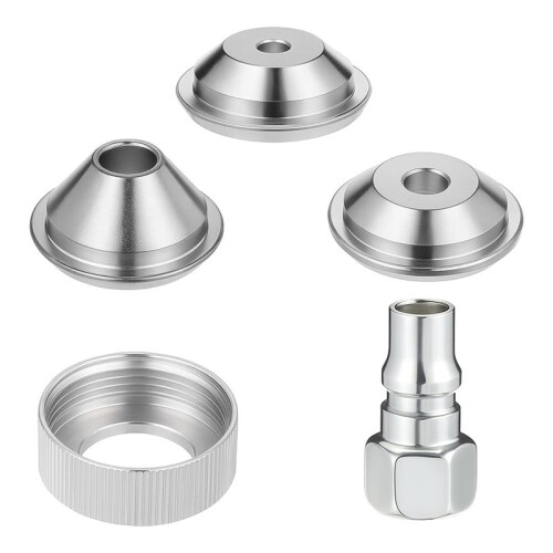 5 PCS Texture Sprayer Nozzle Set for Drywall & Wall Painting, Includes 3 Tips and 1 Threaded Collar 1