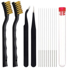 3D Printer Nozzle Cleaning Kit - 10PCS 0.4mm Needles, Tweezers, and Brushes