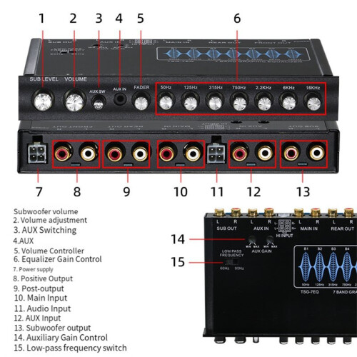 7 Band Car Audio Equalizer Easy Install Frequency Adjustable Graphic Equalizer Professional for Car Graphic Equalizer 1