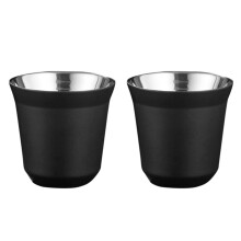 2X 80Ml Double Wall Stainless Steel Espresso Cup Insulation for Pixie Coffee Cup Capsule Shape Coffee Mugs,A