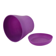 3X Plastic Plant Flower Pot Planter with Saucer Tray Round Gloss Home Garden Decor, Upper Caliber,14cm/5.51 Inch