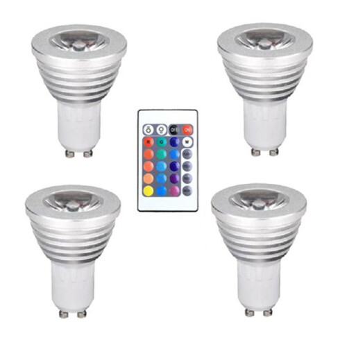 4pcs GU10 Bulbs and 1remote Control with Memory Function 4dynamic Lighting Modes Spotlight 17colors Changeable Spotlight