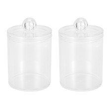 Distributeur de Support Qtip pour Boule de Coton, Pot D'Apothicaire en Coton-Tige avec Couvercles pour L'Organisation de Stockage de Bidon de Salle de