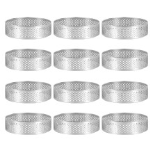 12 Pack Stainless Steel Tart Rings 3 In,Perforated Cake Mousse Ring,Cake Ring Mold,Round Cake Baking Tools