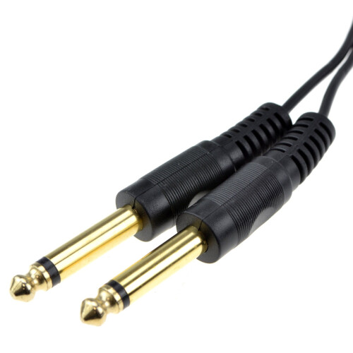 kenable 3.5mm MONO Jack Plug to TWIN 6.35mm MONO Jack Plugs Cable 2m 1