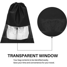 20PCS Travel Shoe Bags, Large Shoes Pouch Packing Organizers, Non-Woven Shoe Storage with Thick Rope Black+Gray