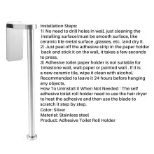 Kitchen Roll Paper Self Adhesive Wall Mount Toilet Paper Holder Stainless Steel Bathroom Tissue Towel Accessories Rack Holders