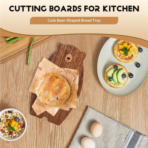 Wooden Board Cutting Board Cute Bear-Shaped Bread Tray Black Walnut Kitchen Board,Brown 1