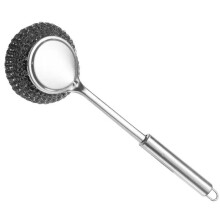 Stainless Steel Scrubber Set Pot Printing with Handle, 5 Refills, Long Handle Pot Brush for Efficient Cleaning