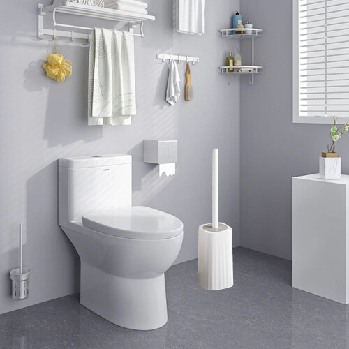 Deep Cleaning Plastic Toilet Brush with Holder, 37cm, Drip Proof