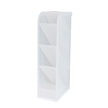 Transparent Plastic Desk Storage Rack 4 Grids Angled Pen Holder