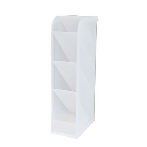 Transparent Plastic Desk Storage Rack 4 Grids Angled Pen Holder