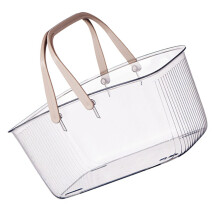 Clear PET Shower Storage Basket with Handle, 31x22x15cm