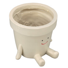 Sitting Flower Pot Resin Planter with Drain Hole 10x9x10cm Cute Face