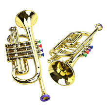Trumpet Kids Musical Educational Toy Wind Instruments ABS Gold Trumpet with 4 Colored Keys for Kids