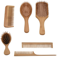6PC/Conjunto Pente de Madeira Almofada de Pá Saudável Escova de Massagem para Perda de Cabelo Escova de Cabelo Pente para Cuidados com o Couro
