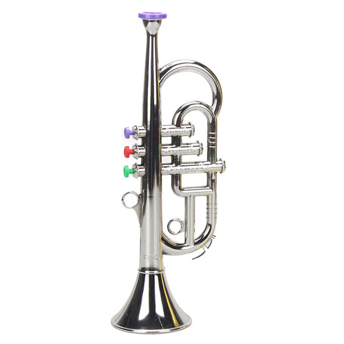 Trumpet 3 Tones 3 Colored Keys Simulation   Musical Wind Instruments for Children Birthday Party Toy Silver