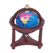 Globo del Mondo Della Casa Delle Bambole nel Scala 1/12 con Supporto nel Legno,  Casa Delle Bambole Globo per Decorazione Display del Desktop