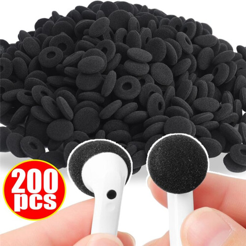 200PCS Replacement Ear Tips Headsets Earbuds Soft Sponge Foam Protective Sleeve Headphone Protector Cover White 2