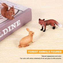 6 Pieces Woodland Animals Figures Forest Creatures Figurines Squirrel Deer Rabbit Family Figurines Miniature Toys