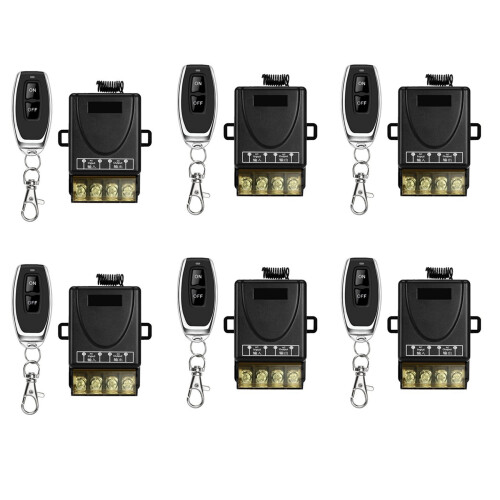 6X 433MHz 220V Water Pump Remote Control  1Ch 30A Receiver Module /OFF Wireless RF Transmitter for Light LED