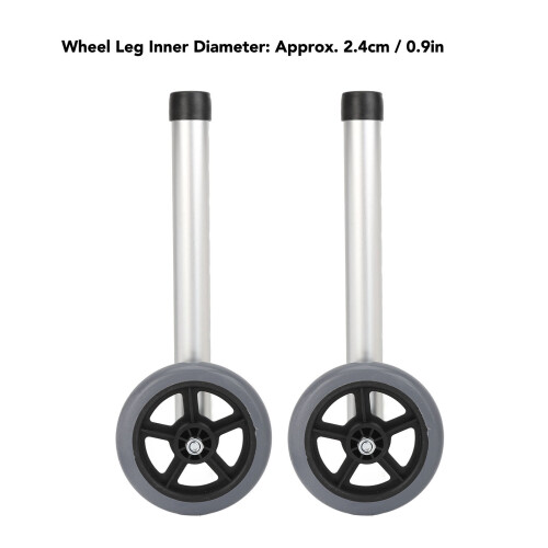 2Pcs Adjustable Aluminum Walker Wheels for Elderly Disabled, 2.4cm Inner Diameter 1