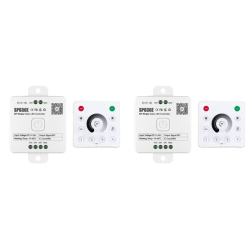 2X and-SP636E SPI DC5-24v Monochrome Controller with and-RC1 Remote Control Support 2.4G Touch Remote Control