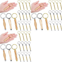 36pcs WoodTurning Keychain Kit Wood Turning Accessories Mandrel Wood Turning Keychain for Woodworking Gifts