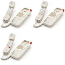3X Téléphone Filaire Trimline avec Bouton D'Urgence SOS, Volume de Sonnerie Réglable, Montage Mural, Téléphone Américain Blanc