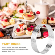 30Pcs 9cm Circular Tart Rings with Holes Stainless Steel Dessert Fruit Pie Quiches Cake Mousse Mold Kitchen Baking Mould
