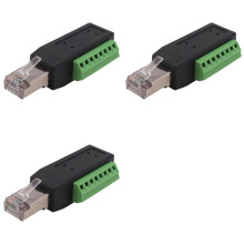 3X RJ45 Schroefklemconnector RJ45 Soldeerloze Mannelijke Stekker Naar 8-Pins Aansluitblokadapter voor Ethernet Cat5 /6/7 AV