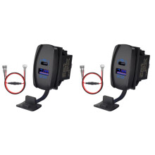 2X USB Rocker  12V Waterproof USB C & QC 3.0 Dual  Outlet PD Charger Socket for Car UTV RZR RV Truck Marine