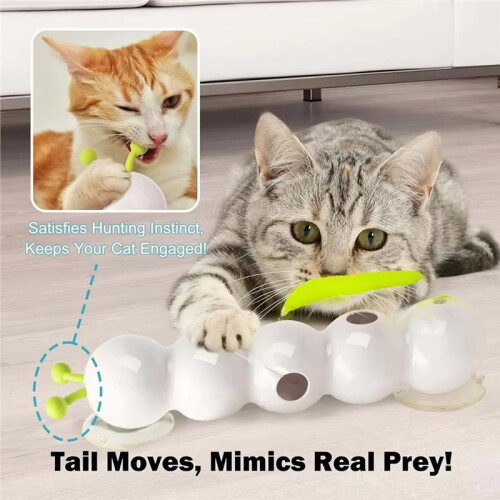Interactive Cat Toy Motion Activated Wack A Worm Post Toy Rechargeable Automatic Teasing Cat Toy with Tail for Cats 1