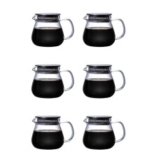 6X Hittebestendige Koffiepot Handmatige Koffiepot Stalen Deksel Transparante Deelpot Glazen Koffiepot met Handvat