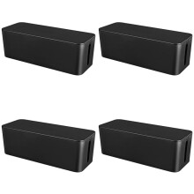 4X Cable Management Box, Wire Storage Box, Used to Hide the Power Strip, Suitable for Home/Office (Black)