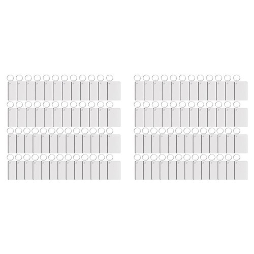 100 Pièces Rectangle Sublimation Keychain Blanks Double Side Heat Transfer Blanks  Blank Board Key Rings Blanks