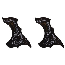 2X Black Flower and Bird Guitar Pickguard Decorative Self-Viscous Sticker String Guitar Guard Protection Patch