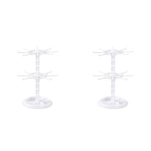 2X Countertop Acrylic Rotating Keychain Rack Adjustable 2 Tire Spinner Display Holder Trinkets Jewelry Organizer Stand-B