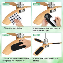 20 Pcs Ceiling Fan Blade Filters-Activated Coconut Carbon, Easy-Stick Ceiling Fan Blade Filters, Air Purifying for Home