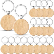 300 Stuks Blank Houten Sleutel Tag Sleutel Graveren Blanks Onvoltooide Hout Sleutelhanger Sleutelhanger Key Tags voor DIY Ambachten, Ronde