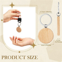 300 Pieces Blank Wooden Key Tag Key Engraving Blanks Unfinished Wood Keychain Key Ring Key Tags for DIY Crafts,Round