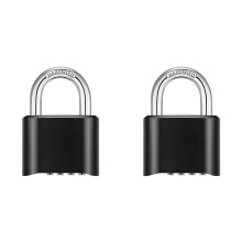 2X 4-Digit Combination Lock Outdoor Padlock Waterproof Combo Lock for Gym Locker, Hasp Storage, Shed, Fence, Gate Black