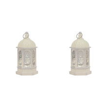 2X Eid Mubarak Led Lantern Ornaments Ramadan Lantern Nightlight Lighting Home Decorations Ramadan Festival Party Gifts,F