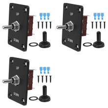 3X Momentaire 30A Tuimelschakelaar Waterdicht 12V (aan)/Uit/(aan) 3-Pins SPDT met Omhoog/Omlaag Montageplaat voor RV-Motorbediening